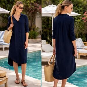 XIRENA Scarlyt Midi dress north star blue Sz small Boho Coastal Chic Lagenlook